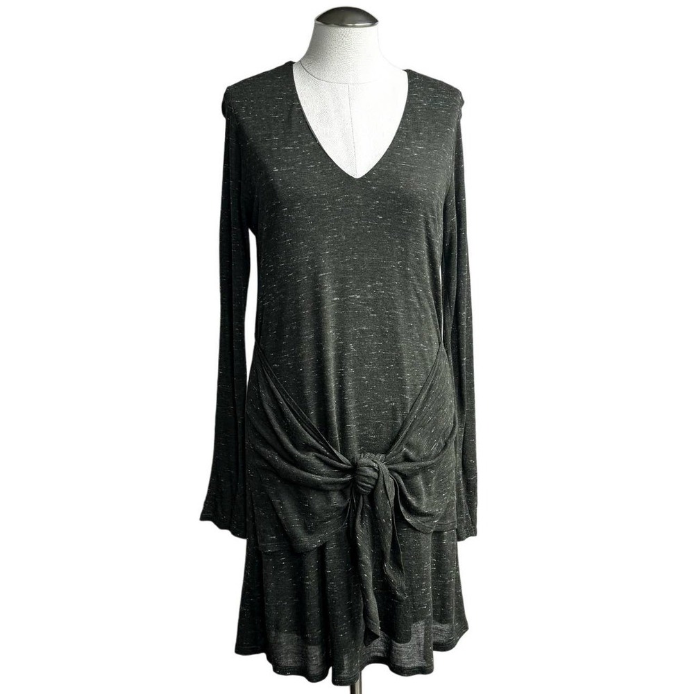 Dolan Left Coast Collection‎ Green Grey Speckled Knit Twist Front V Neck Dress S